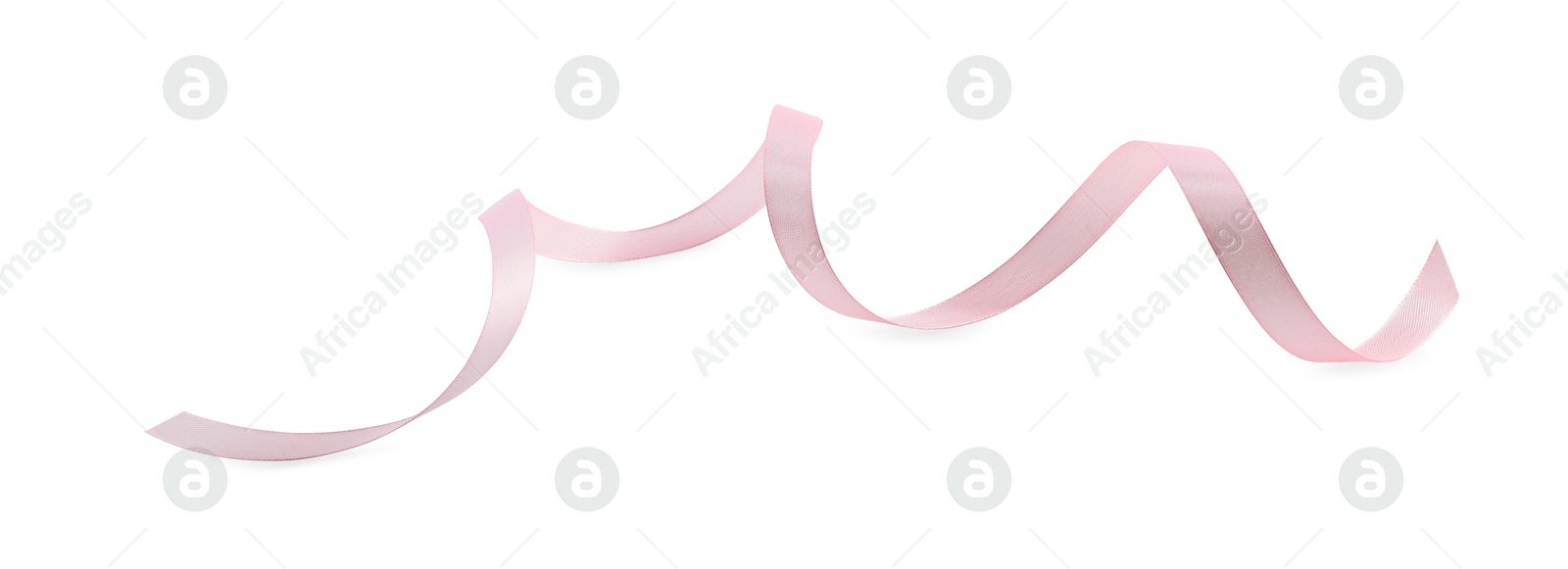 Photo of Beautiful color ribbon isolated on white, top view