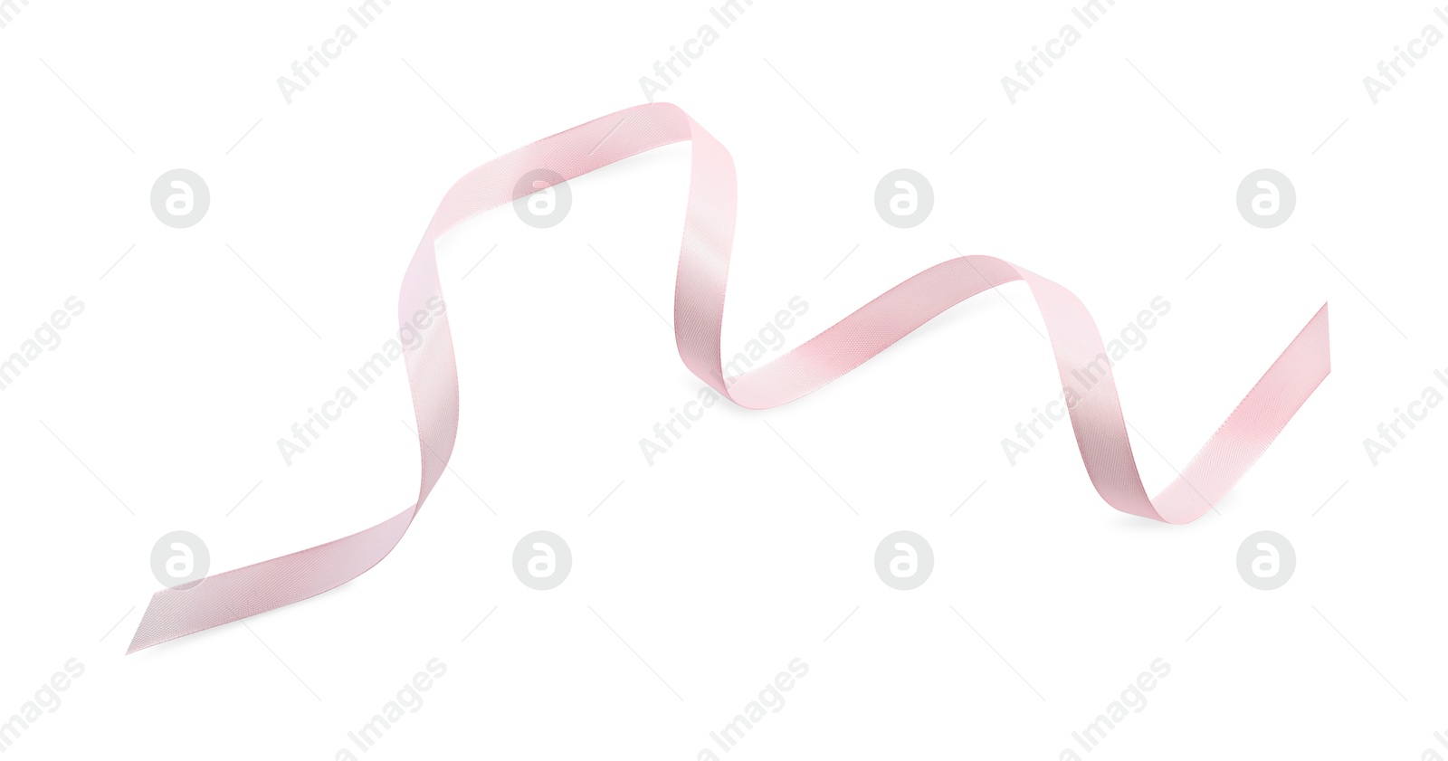 Photo of Beautiful color ribbon isolated on white, top view