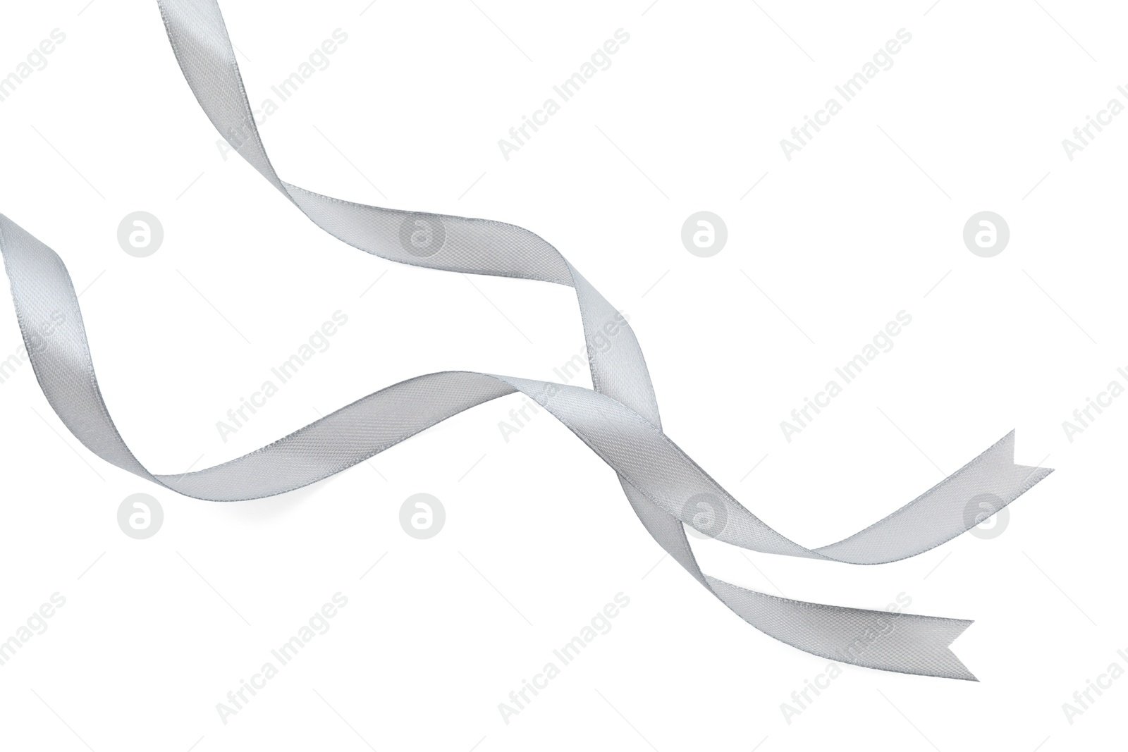 Photo of One beautiful gray ribbon isolated on white