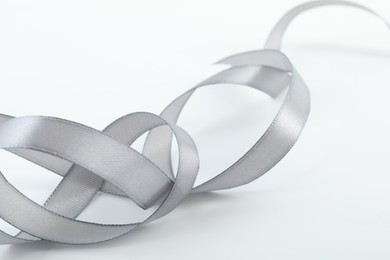 One beautiful gray ribbon isolated on white