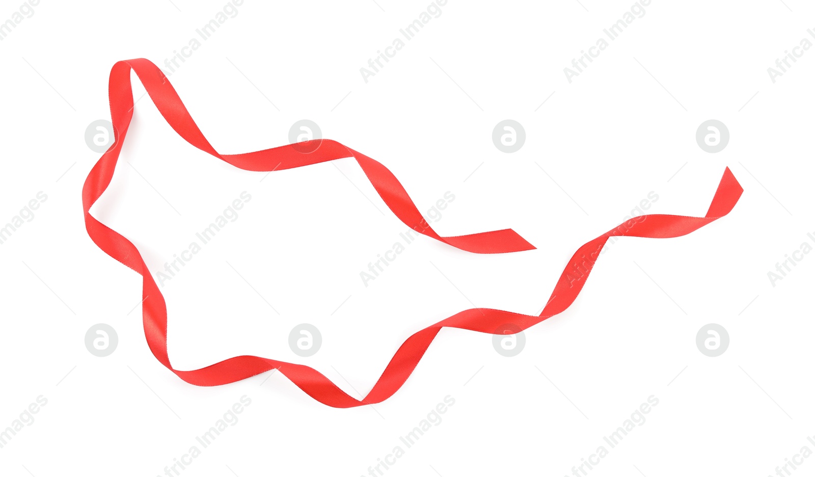 Photo of One beautiful red ribbon isolated on white