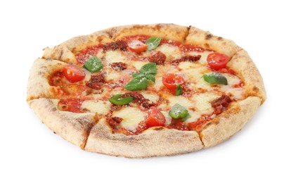 One delicious Margherita pizza isolated on white