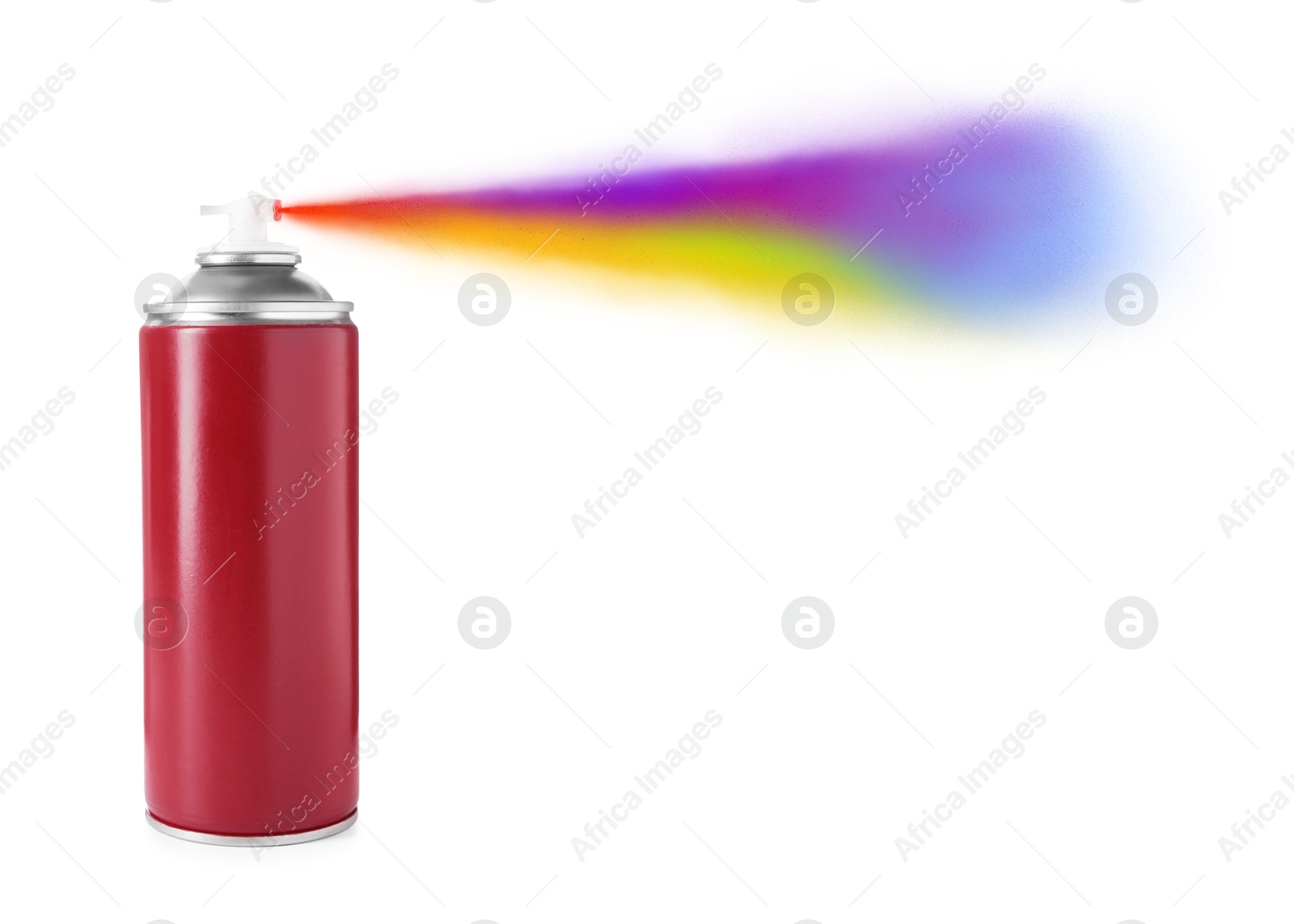 Image of Aerosol can spraying colorful paint isolated on white