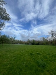 Photo of Beautiful view of park with green grass on sunny day