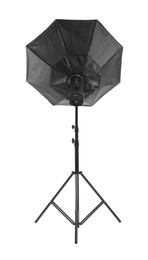 Photo of Professional light reflector isolated on white. Photographer's equipment