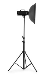 Photo of Professional lighting photographer's equipment isolated on white