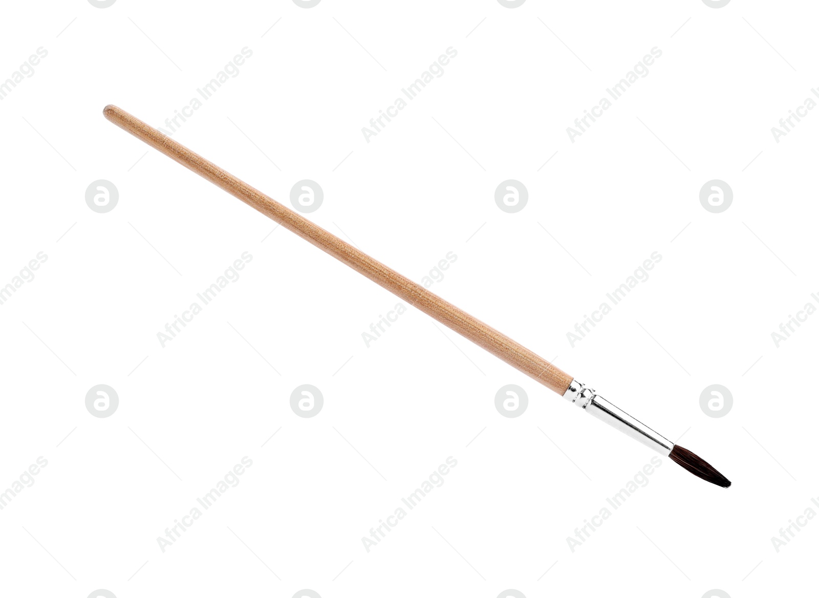 Photo of Paint brush with wooden handle isolated on white