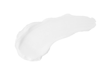 Photo of Sample of face cream isolated on white, top view