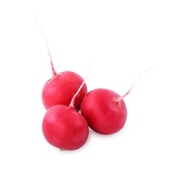 Photo of Three fresh ripe radishes isolated on white