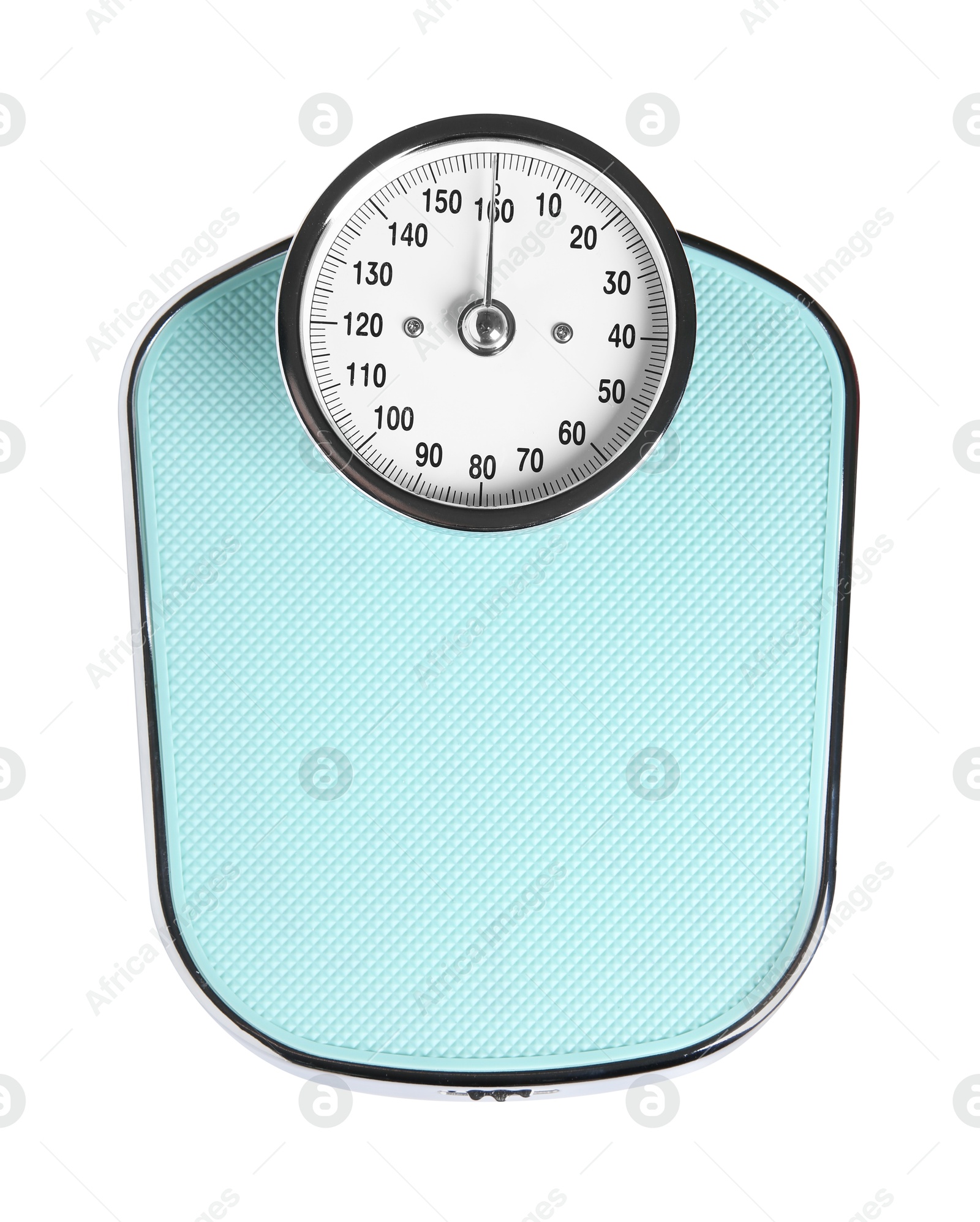 Photo of One bathroom scale isolated on white, top view