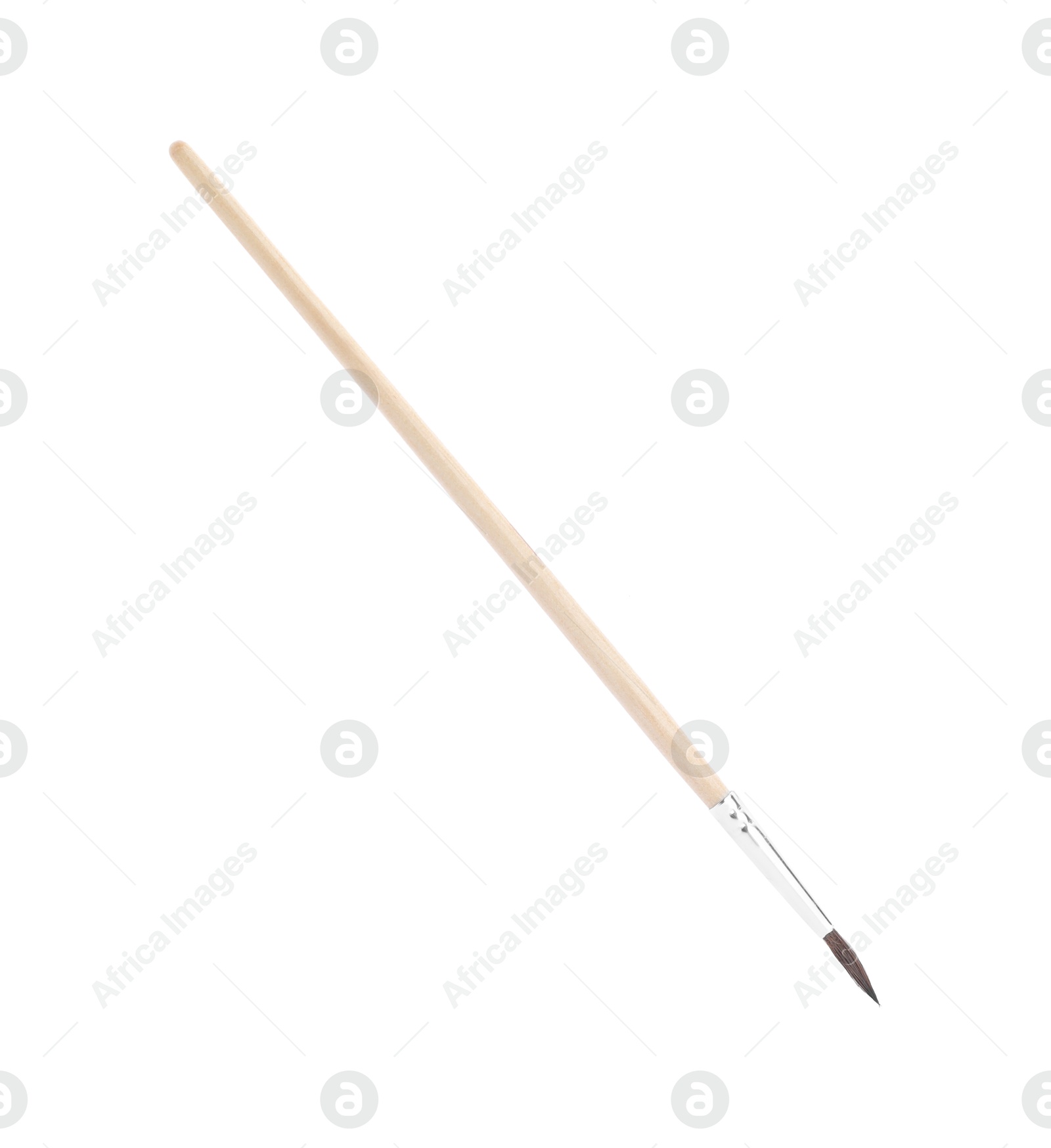 Photo of Paint brush with wooden handle isolated on white