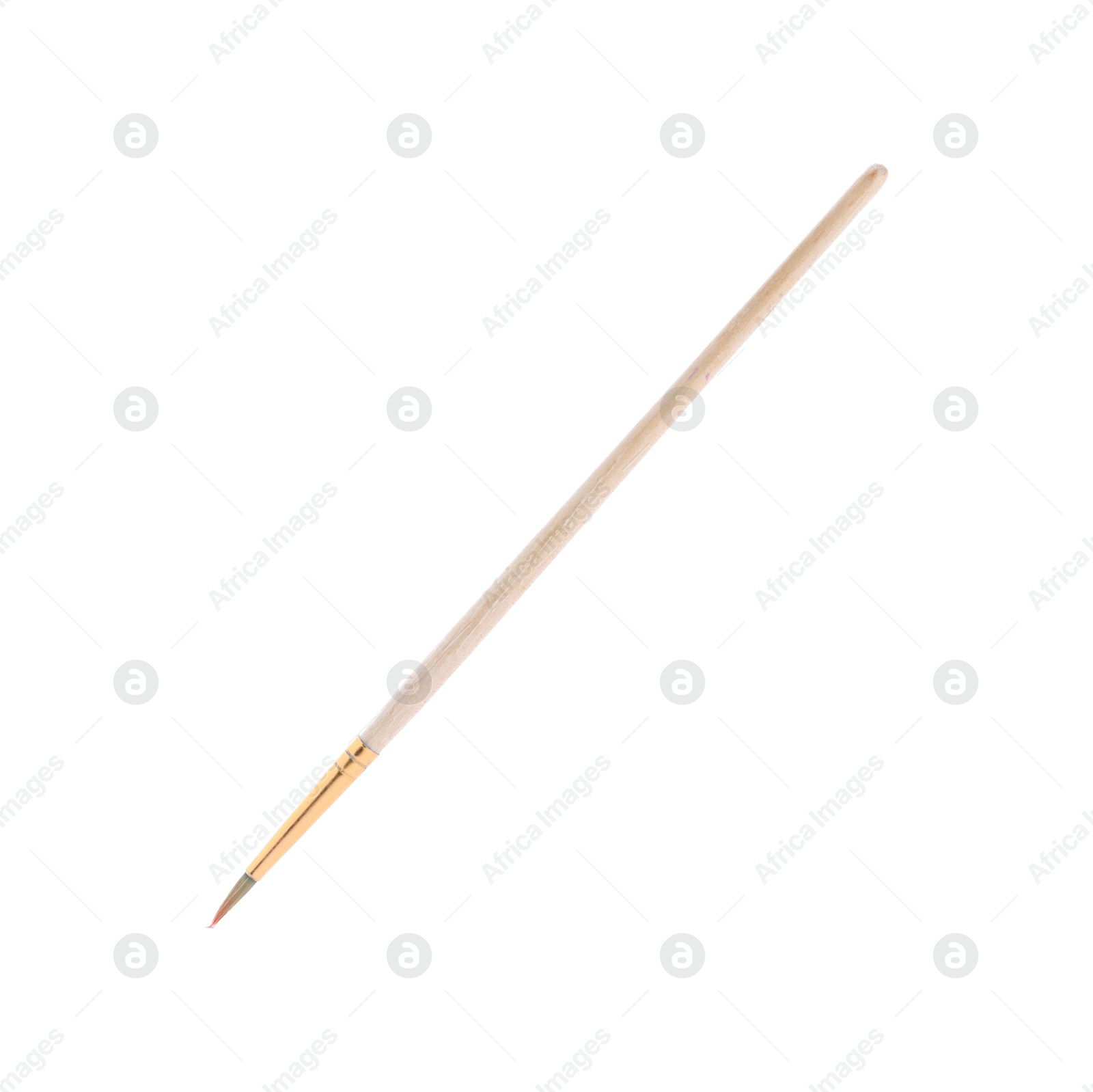 Photo of Paint brush with wooden handle isolated on white