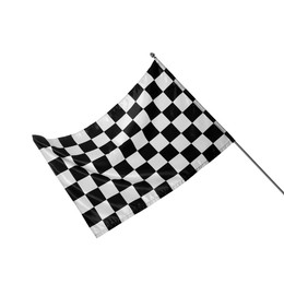 One checkered finish flag isolated on white