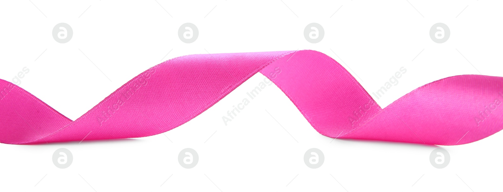 Photo of One beautiful bright pink ribbon isolated on white