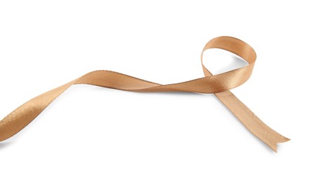 One beautiful light brown ribbon isolated on white