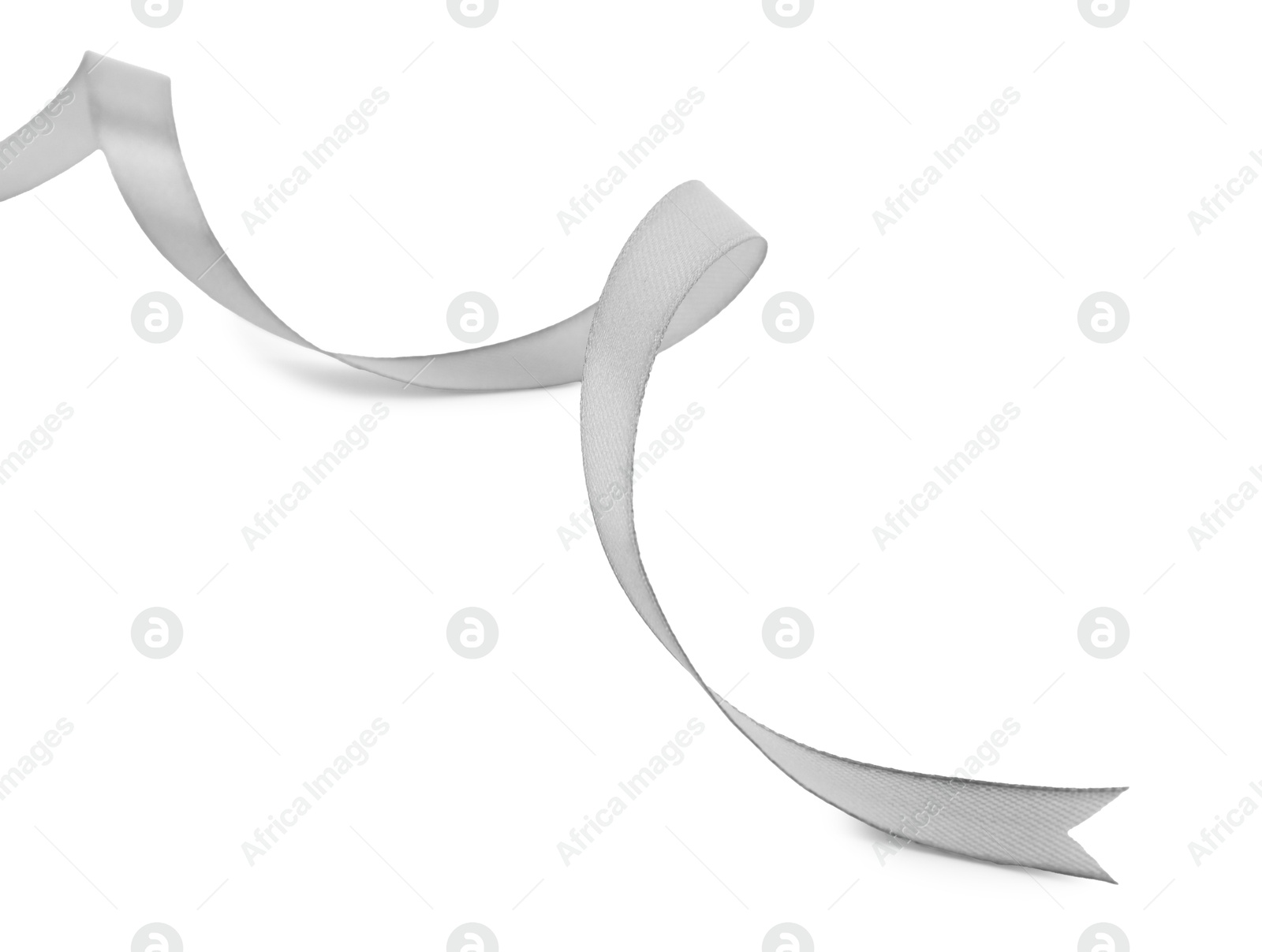 Photo of One beautiful gray ribbon isolated on white