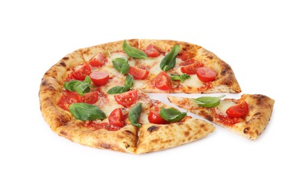 One delicious Margherita pizza isolated on white