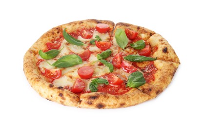 One delicious Margherita pizza isolated on white