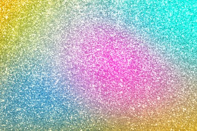 Image of Bright colorful sparkling glitter, top view. Background for party invitations or holiday cards