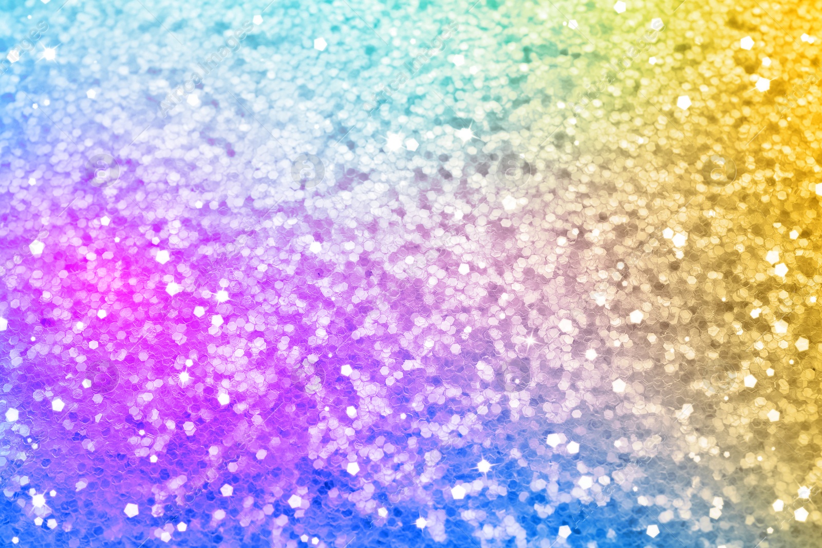 Image of Bright colorful sparkling glitter, closeup. Background for party invitations or holiday cards