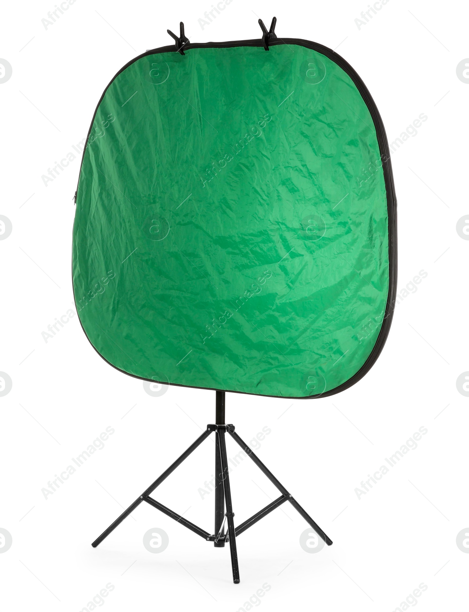 Photo of Stand with reflector isolated on white. Photo studio equipment