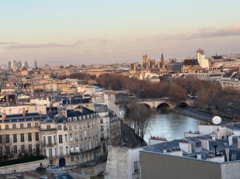 Photo of Beautiful buildings and river in Paris, view from hotel window