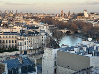 Photo of Beautiful buildings and river in Paris, view from hotel window