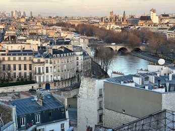 Photo of Beautiful buildings and river in Paris, view from hotel window