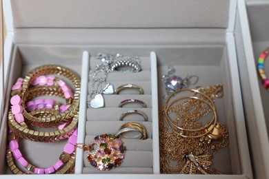 Photo of Jewelry box with beautiful bracelets and other accessories