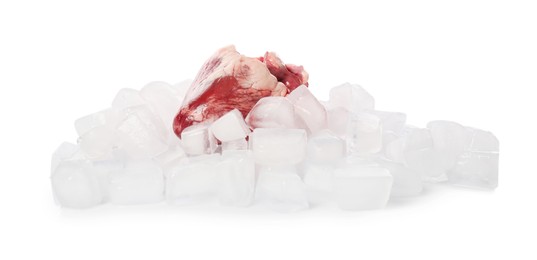 Heart with ice cubes on white background