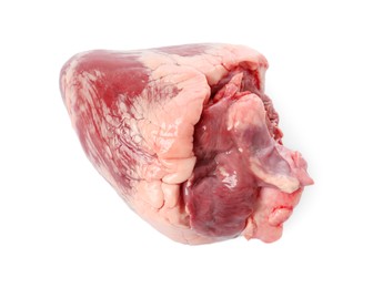 Photo of One raw pork heart isolated on white