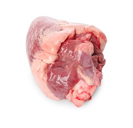 Photo of One raw pork heart isolated on white