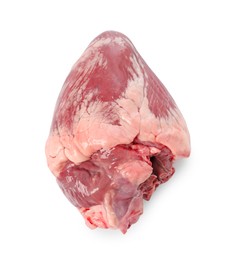 Photo of One raw pork heart isolated on white