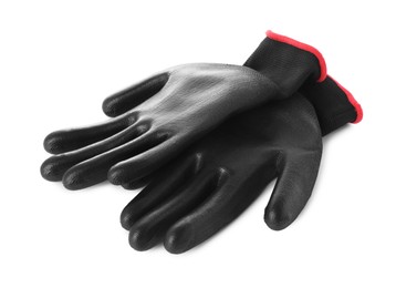 Photo of Protective gloves isolated on white. Safety equipment