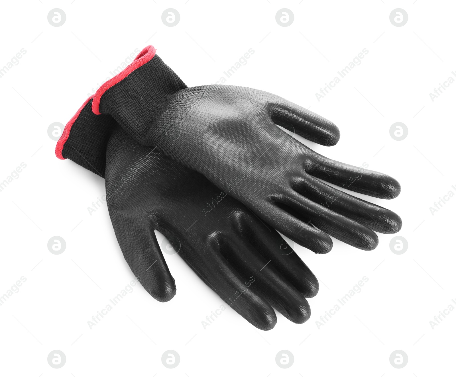 Photo of Protective gloves isolated on white. Safety equipment