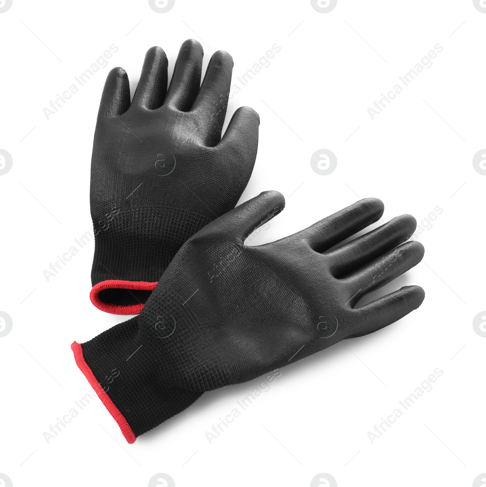 Photo of Protective gloves isolated on white. Safety equipment