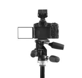 Professional camera isolated on white. Photo studio equipment