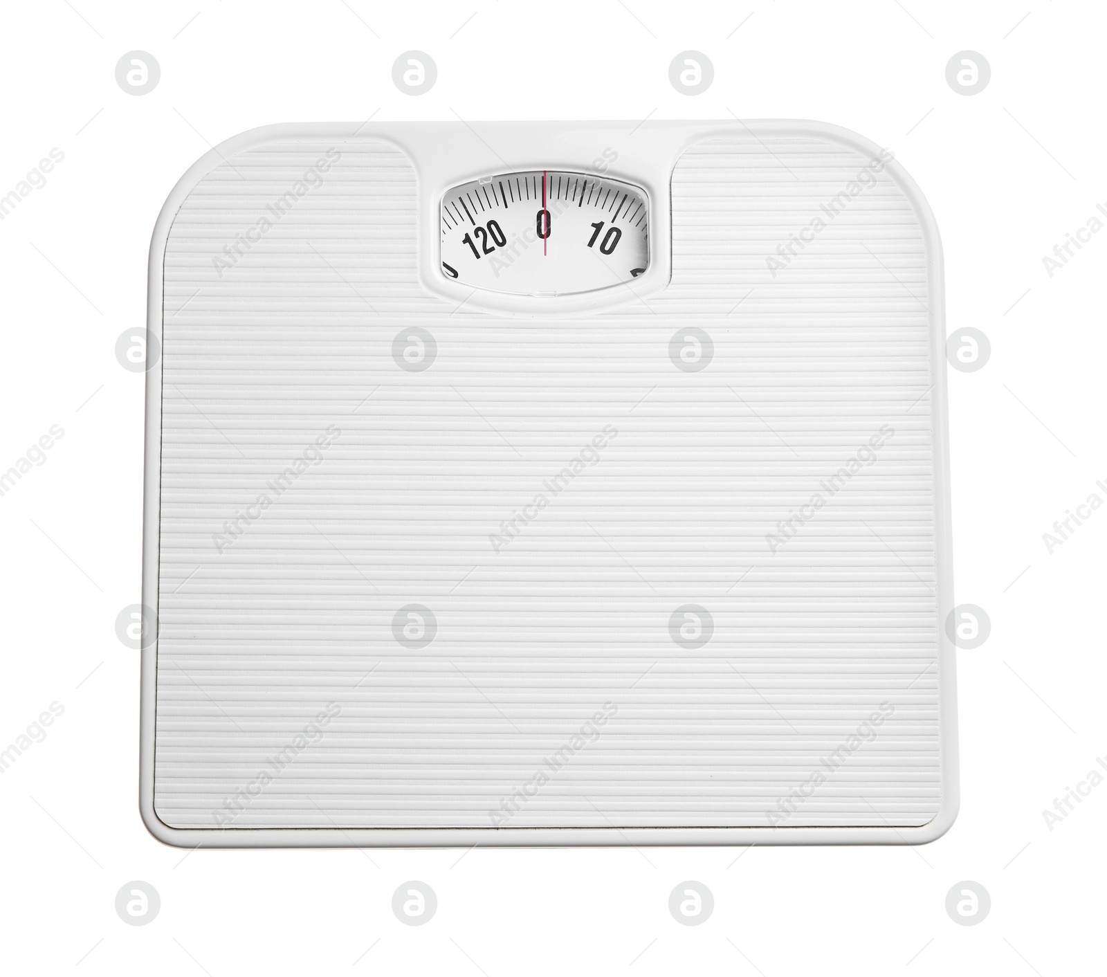 Photo of One bathroom scale isolated on white, top view