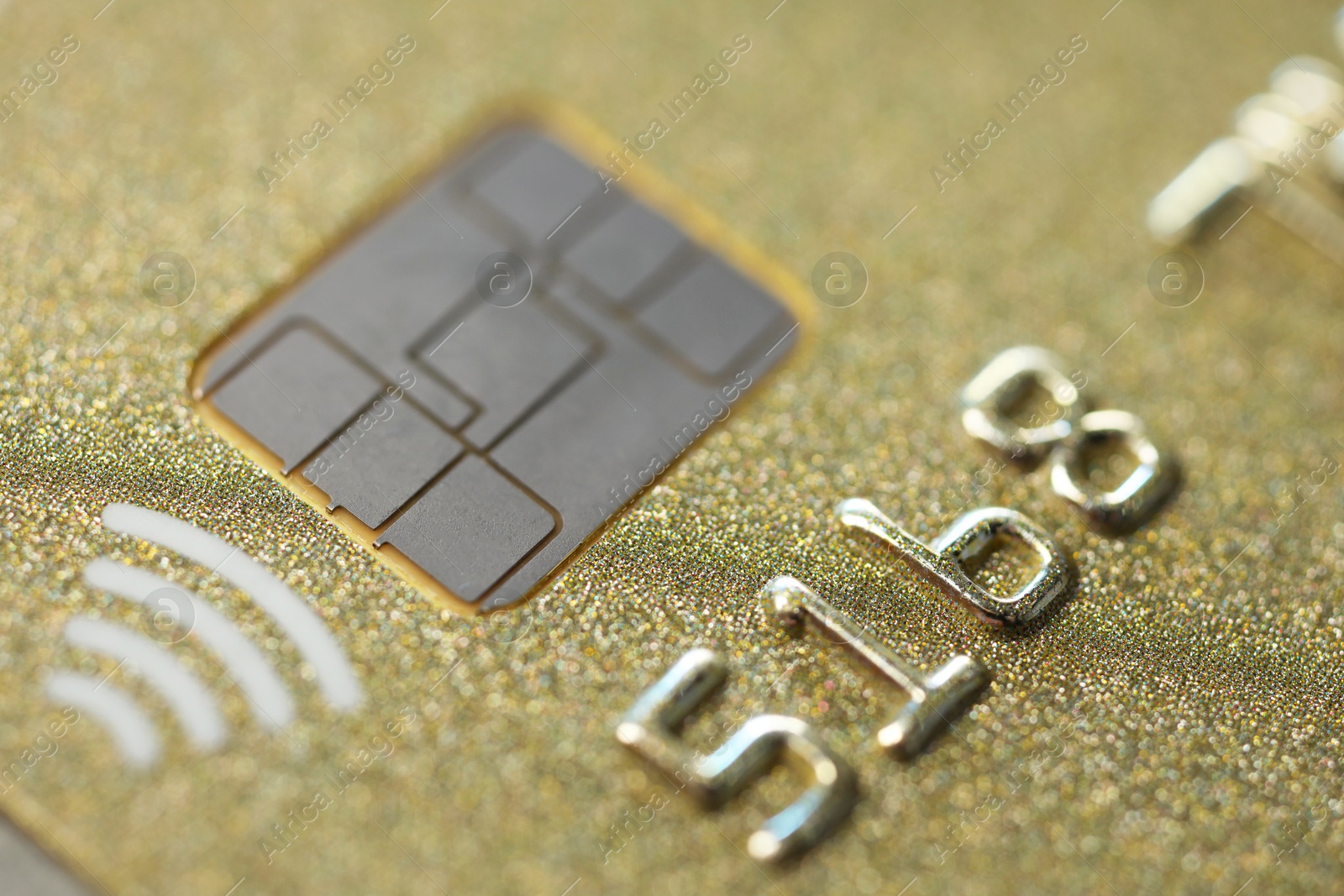 Photo of One credit card as background, macro view