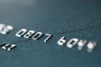 Photo of One credit card as background, macro view