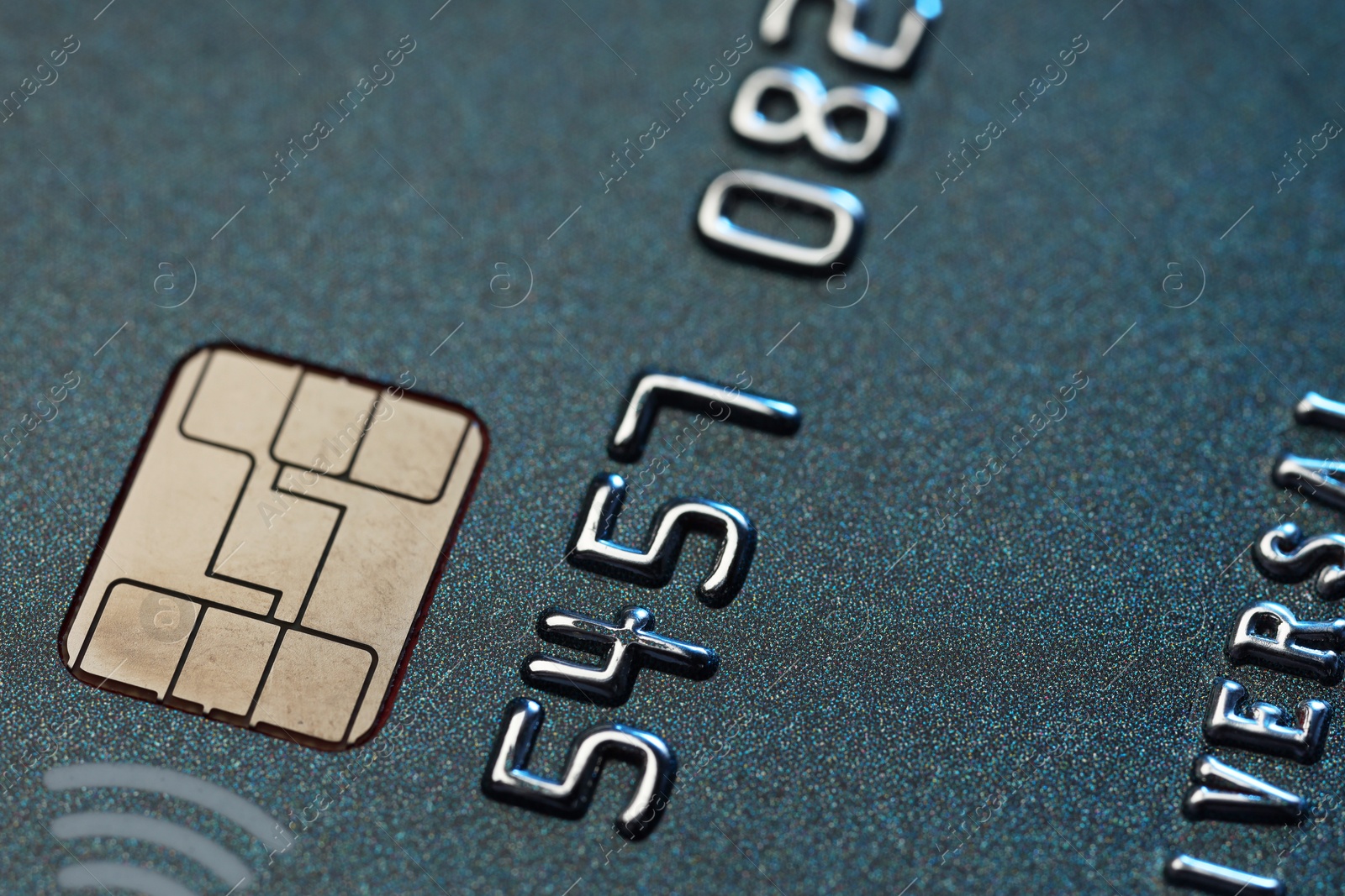 Photo of One credit card as background, macro view