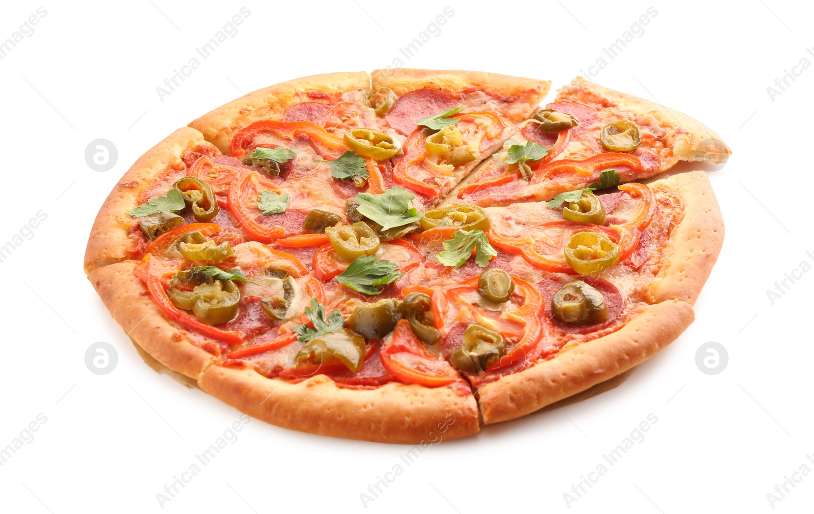 Photo of Delicious hot pizza Diablo isolated on white