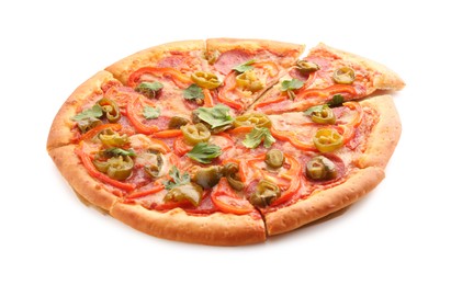 Delicious hot pizza Diablo isolated on white