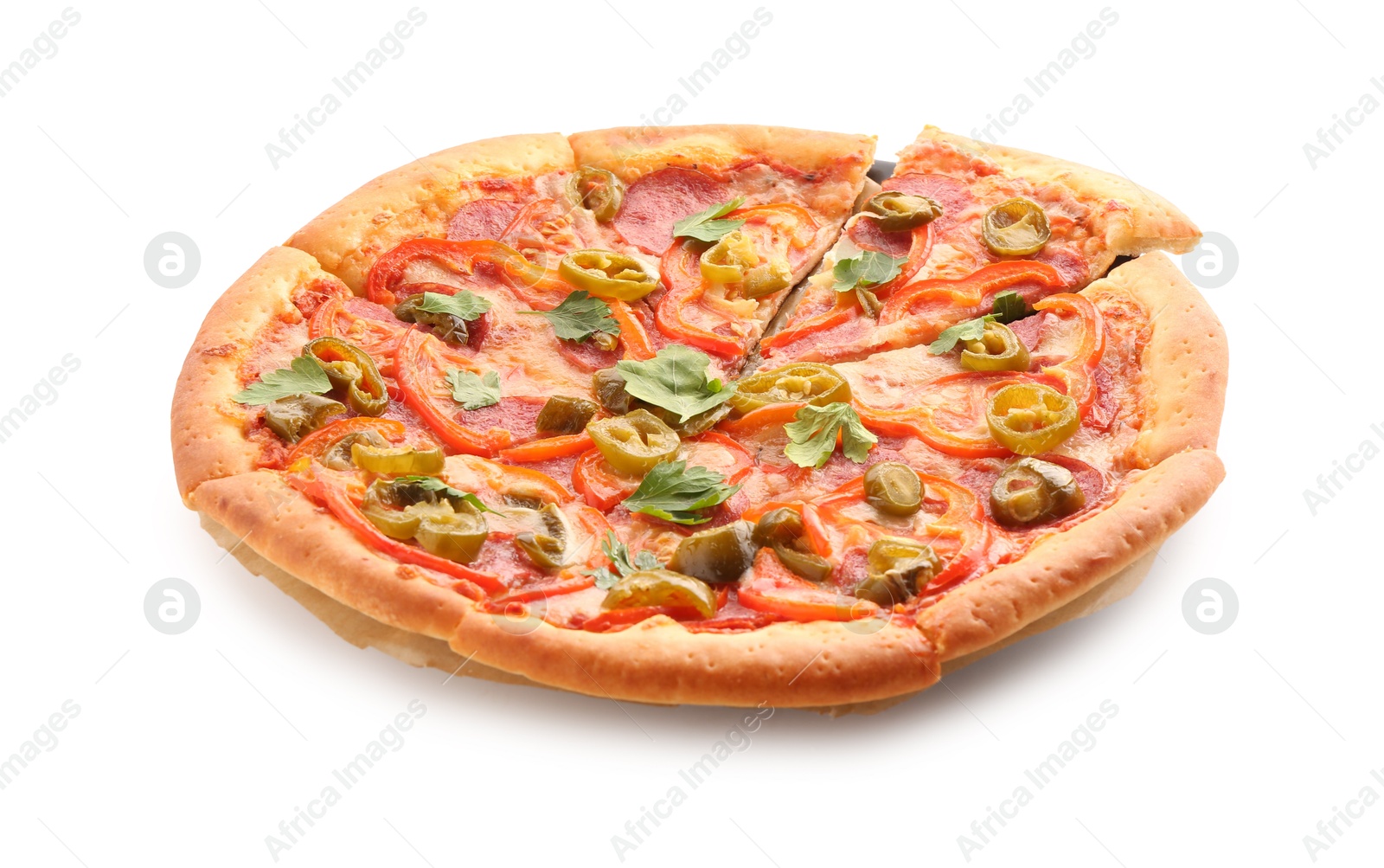 Photo of Delicious hot pizza Diablo isolated on white