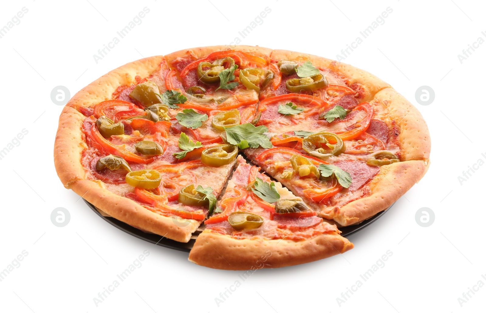 Photo of Delicious hot pizza Diablo isolated on white