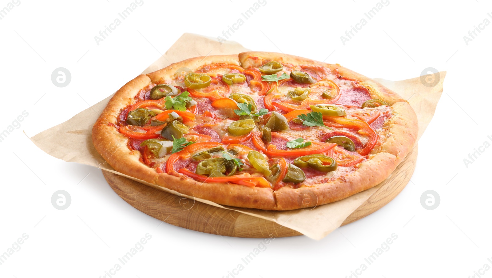 Photo of Delicious hot pizza Diablo isolated on white