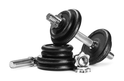 Barbell and parts of one isolated on white