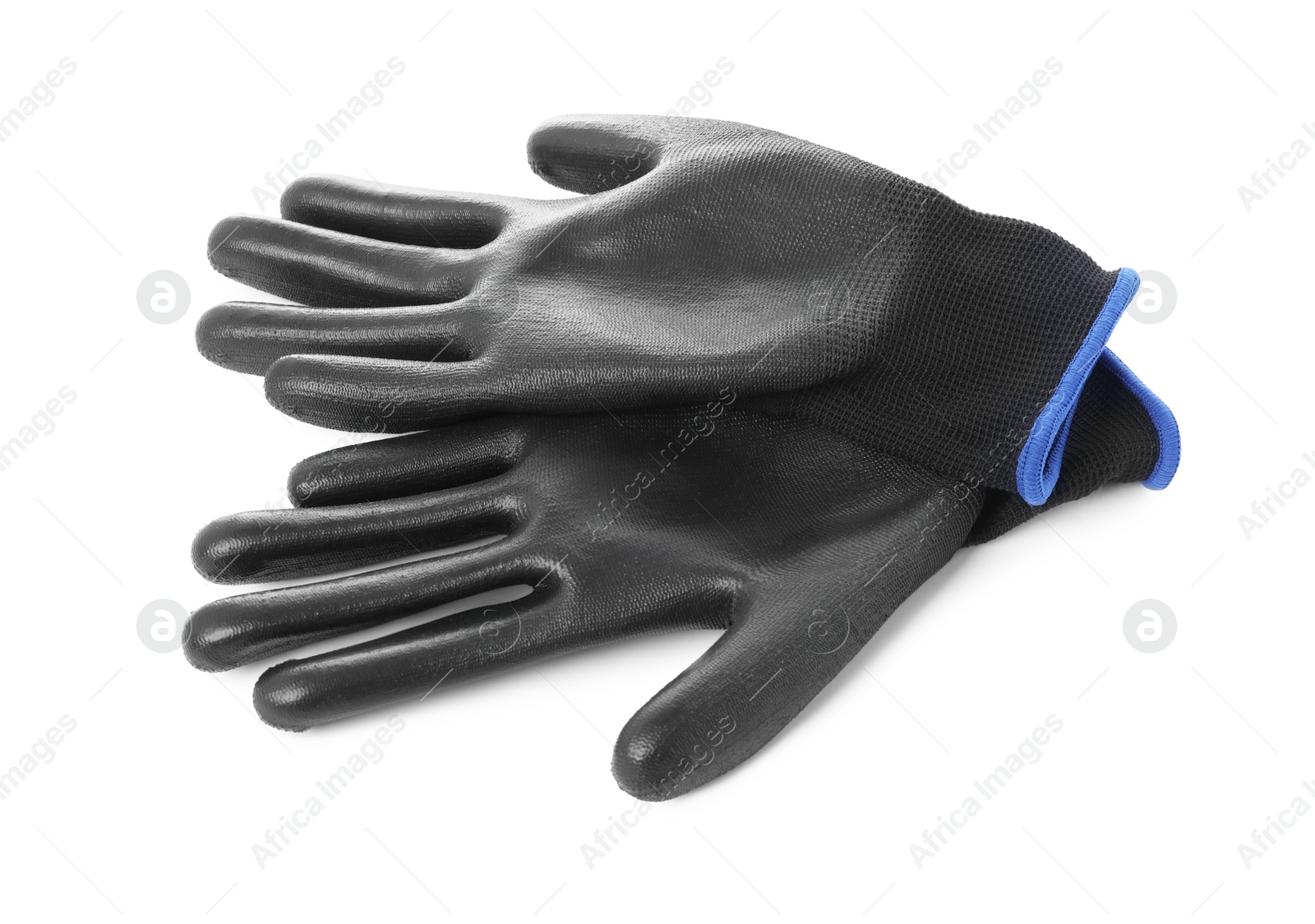 Photo of Protective gloves isolated on white. Safety equipment