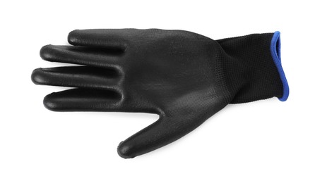 Photo of Protective glove isolated on white, top view. Safety equipment