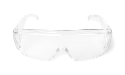 Protective goggles isolated on white. Safety equipment